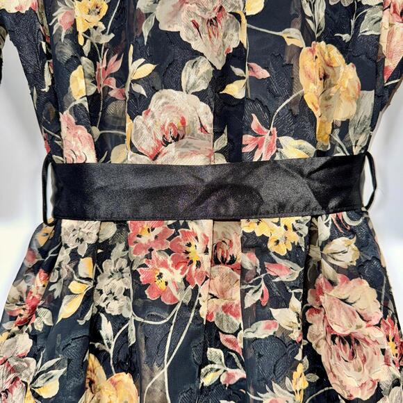 VTG 70’s L.A. Intimates Floral Satin Brocade Kimono Robe - M - Picture 6 of 7